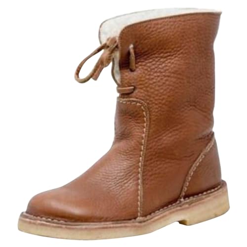Winterstiefel Damen Gefüttert Lederstiefel Winterboots Rutschfest Schlupfstiefel Arbeitsstiefel Leder Stiefeletten Winter Ankle Boots Kurzstiefel Schneestiefel Wanderstiefel Warm Kurzstiefel Bootie von OBiQuzz