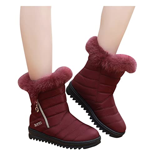 Winterstiefel Damen Gefüttert - Wasserdicht Winterschuhe Schneestiefel Winter Schwarz Stiefeletten Mit Reißverschluss Stiefel Schlupfstiefel Warm Kurzstiefel Wanderschuhe Arbeiten Ski Outdoor Boots von OBiQuzz