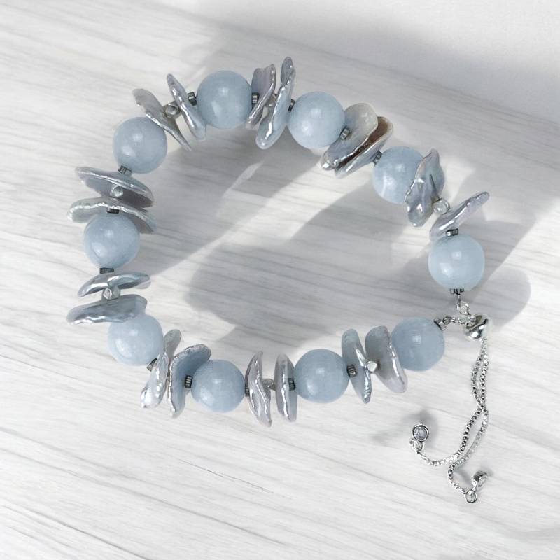 Barock Perlen Und Hellblau Aquamarin Armband von OBolisse