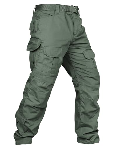 OCANXUE Taktische Hose Camo Cargo Hose für Männer Outdoor Wandern Hosen Ripstop Arbeitshose Multi Pocket Pants Kein Gürtel Kein Knieschoner, G4 Army (ohne Kniepolstertasche), 56 von OCANXUE