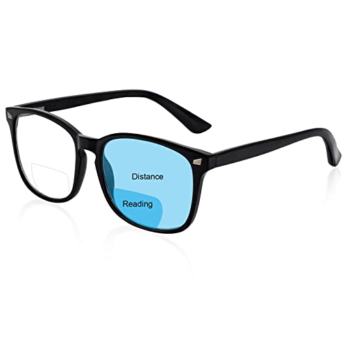 OCCI CHIARI Bifocal Blue Light Glasses for Men/Women Lightweight Men's 2.0 Reading Glasses Fashion Women's Rectangle Bifocal Glasses Spring Hinge (Black, 200) von OCCI CHIARI