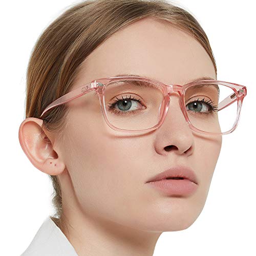 OCCI CHIARI Fashion Blue Light Blocking Reading Glasses for Women, Medium Plain Glass Spectacles，Women's Computer Glasses Spring Hinge(Pink, 0) von OCCI CHIARI