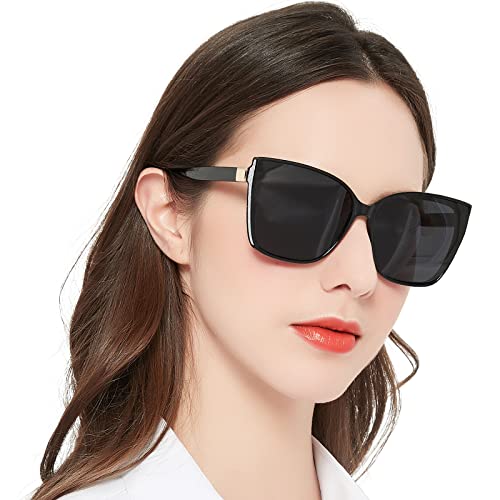 OCCI CHIARI Fashion Women's Sunglasses Block U V 400 Glasses for Women Outdoor Cat-Eye Sunglasses Large Frame Glasses (Black) von OCCI CHIARI