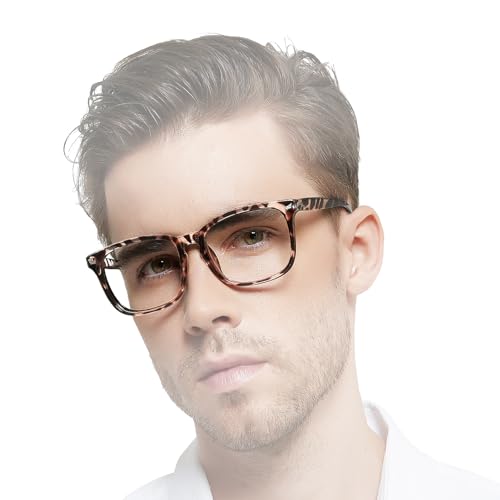 OCCI CHIARI Blue Light Blocking Reading Glasses for Men Lightweight Readers Men's Rectangle Computer Glasses Spring Hinge (Grey Leopard, 0) von OCCI CHIARI