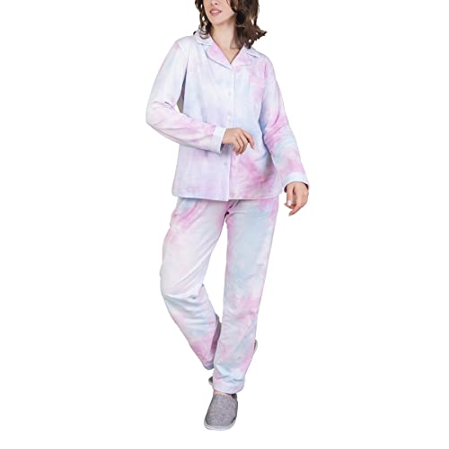 OCCIENTEC Pyjama für Damen Langarm Damen Schlafanzug mit Knopfleiste Nachtwäsche PJ Set mit Langarm Shirt Zweiteiliger Nachtwäsche Hausanzug 
