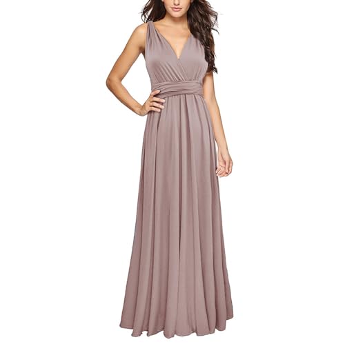 OCCOKO Wickelkleid gr gr wandelbar gr Multiway Kleider gr Kleider für Brautjungfern gr Hochzeitsgästekleider Frauen gr S XL Schlichtes Abendkleid Khaki gr S von OCCOKO