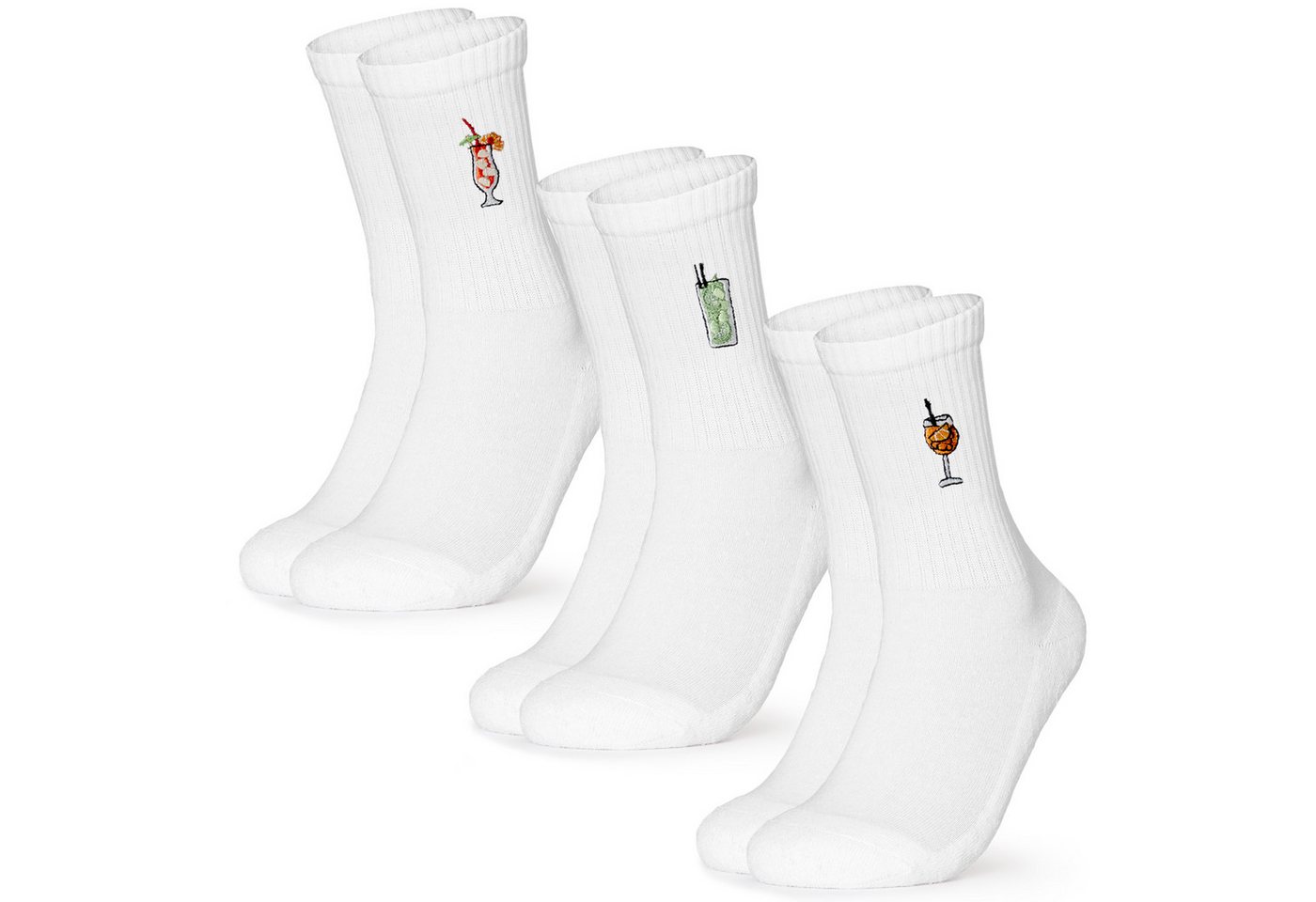 OCCULTO Basicsocken Damen & Herren Motiv Tennissocken (Modell: Robin) Drinks 35-38 (3-Paar) von OCCULTO