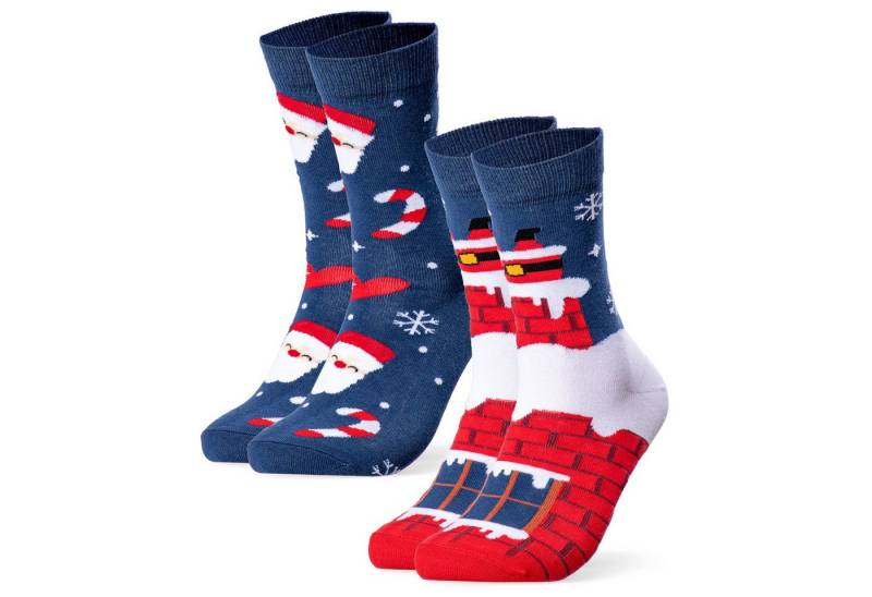 OCCULTO Basicsocken Damen & Herren Weihnachts Socken 2er Pack (Modell: Santa) (2-Paar) von OCCULTO