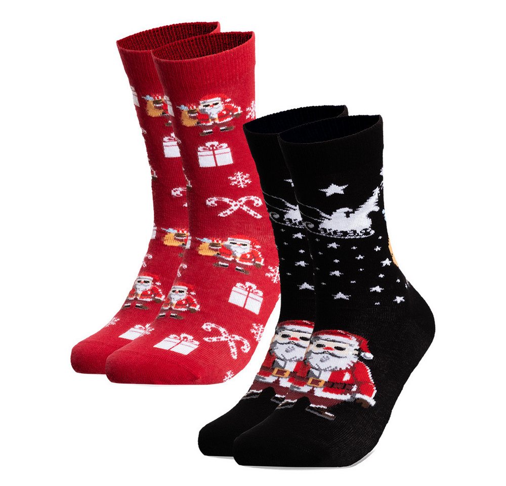 OCCULTO Basicsocken Damen & Herren Weihnachts Socken 2er Pack (Modell: Santa) (2-Paar) von OCCULTO