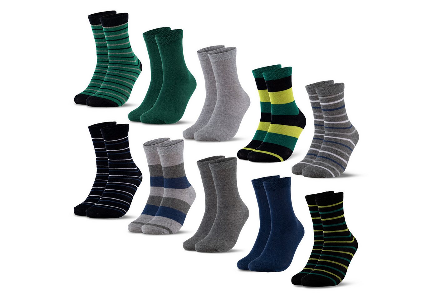 OCCULTO Basicsocken Jungen & Mädchen Bunte Socken 10er Pack (Modell: Estilo) (10-Paar) von OCCULTO