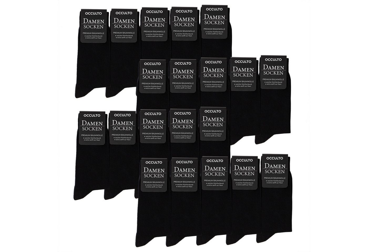OCCULTO Businesssocken Damen Schwarze Socken 10-20er Pack (Modell: Hermine) (20-Paar) von OCCULTO