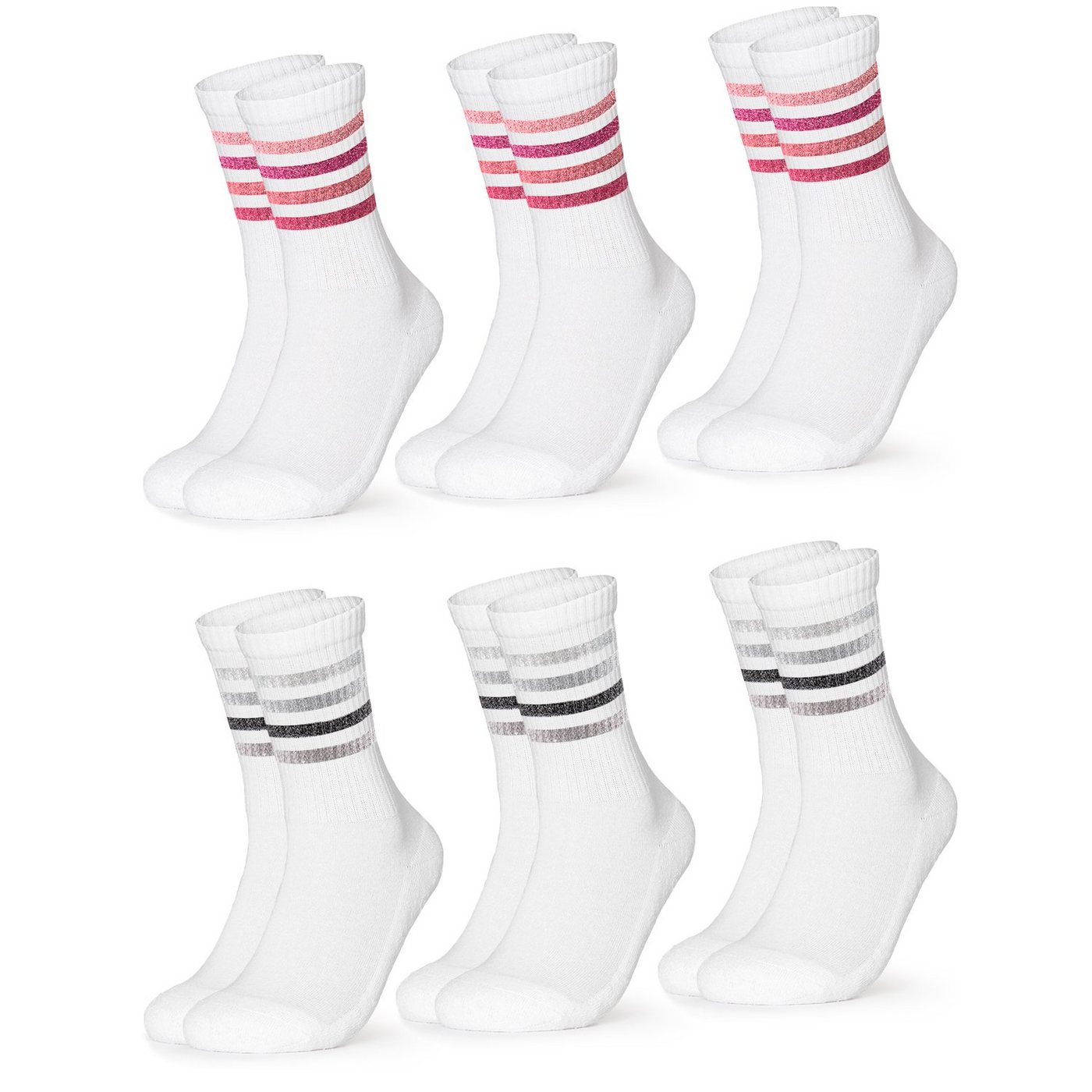 OCCULTO Sportsocken Damen Retro Tennis Socken 6er Pack (Modell: Steffi) (6-Paar) von OCCULTO