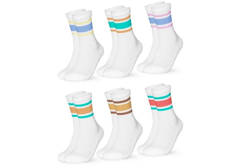 OCCULTO Sportsocken Damen Retro Tennis Socken 6er Pack (Modell: Steffi) (6-Paar) von OCCULTO