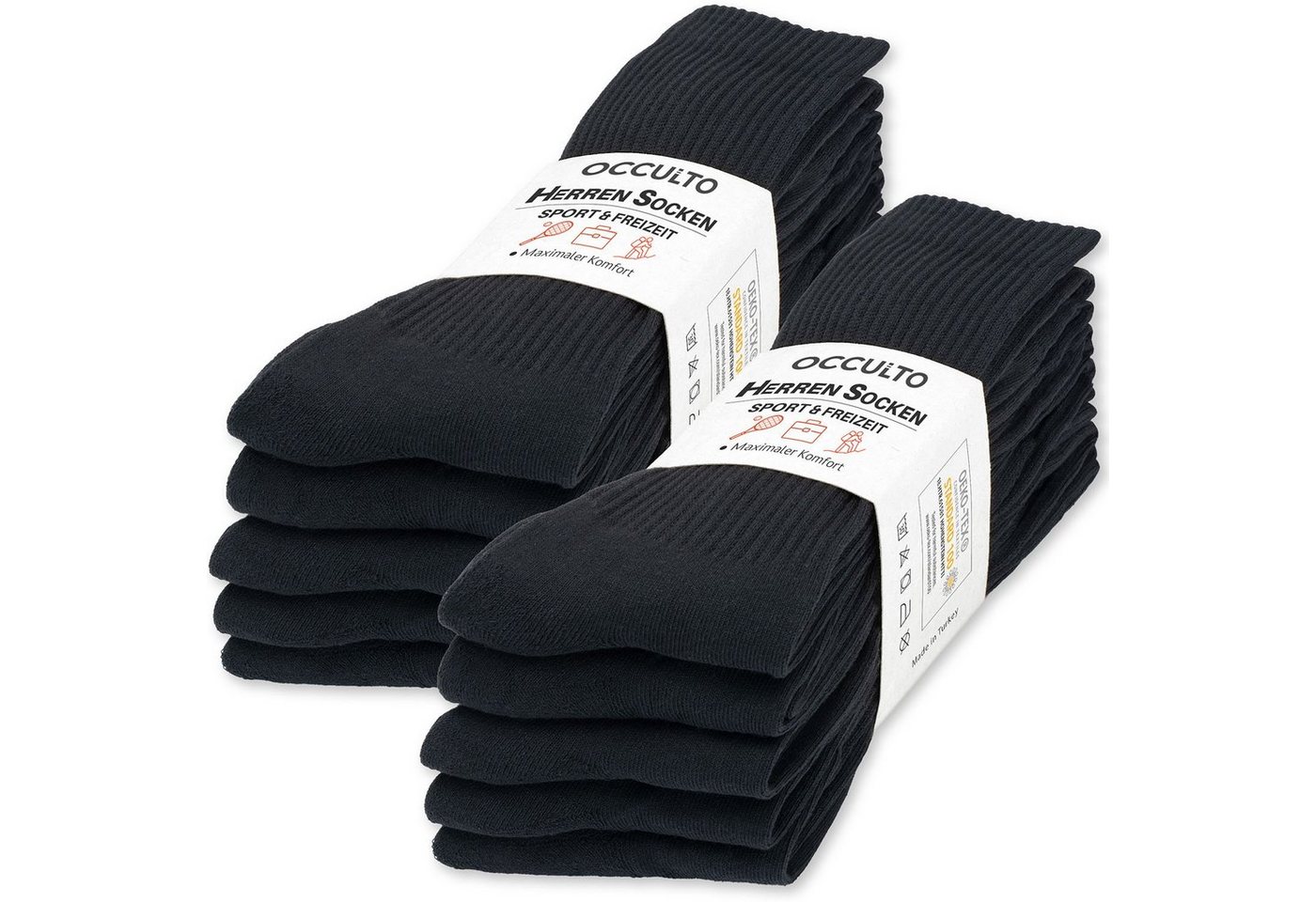 OCCULTO Sportsocken Herren Schwarze Socken Tennis & Sport 10-20er Pack (Modell: Boris) (10-Paar) von OCCULTO