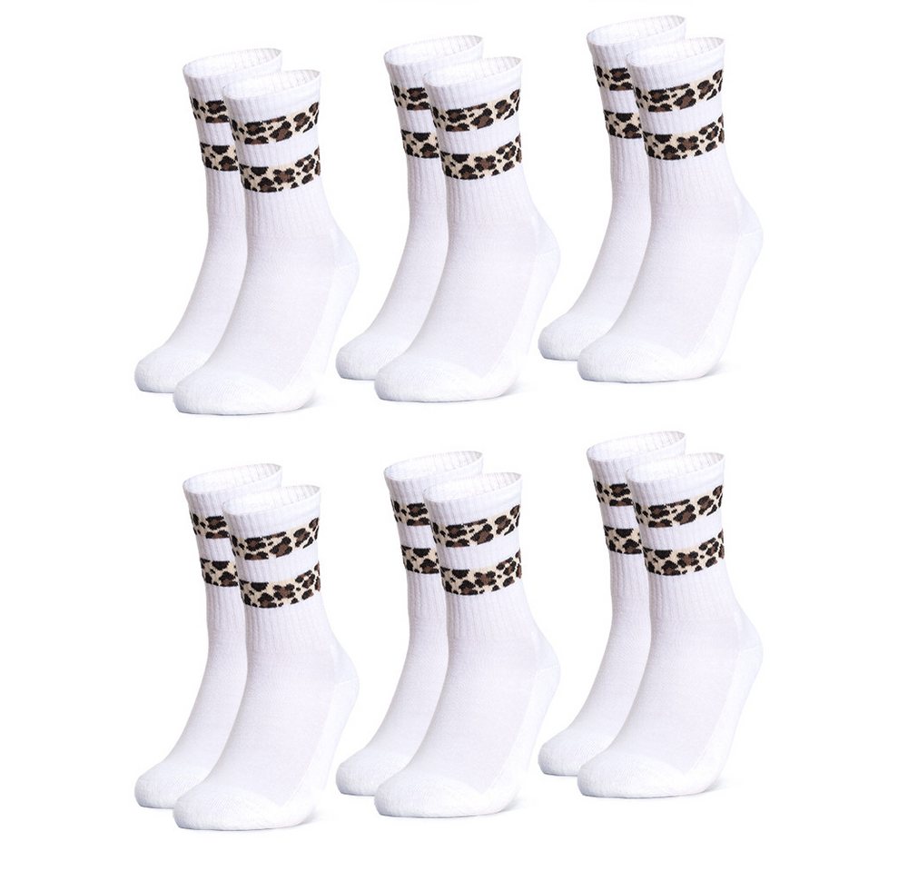 OCCULTO Tennissocken Damen Leoparden Muster Tennis Socken 6er Pack (Modell: Nala) (6-Paar) von OCCULTO