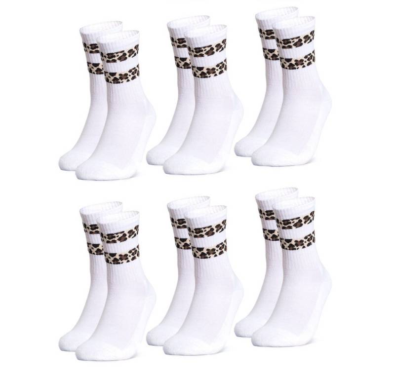 OCCULTO Tennissocken Damen Leoparden Muster Tennis Socken 6er Pack (Modell: Nala) (6-Paar) von OCCULTO