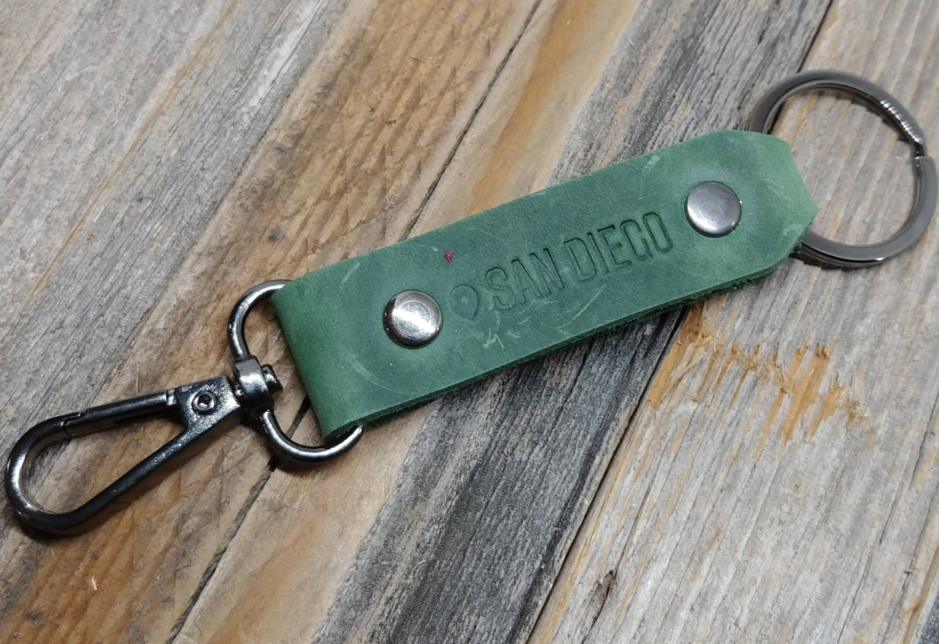 San Diego Graviert Benutzerdefinierte Leder Keychain Fob Instagram Slogan von OCCafeRacer
