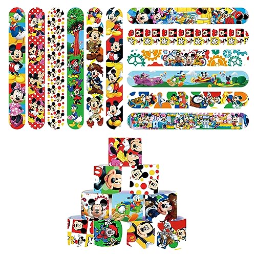 OCDSLYGB 24 Pcs Mickey Schnapparmbänder Slap Armband Mickey für Kinder Slap Bands Schnapparmband Wristband Schnapparmbänder Set für Kinder Birthday Partybedarf Geschenke Spielzeug von OCDSLYGB