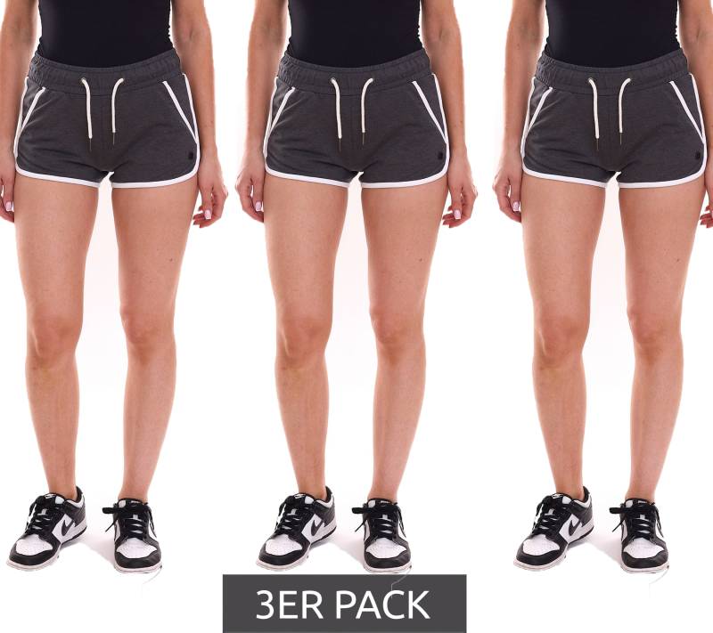 3er Sparpack OCEAN SPORTSWEAR Damen Sweat-Shorts kurze Hose mit seitlichen Eingriffstaschen 99736902 Dunkelgrau von OCEAN SPORTSWEAR