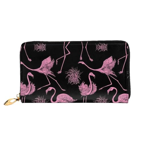 Abstrakte Flamingo Leder Lange Handheld Geldbörse Damen Lange Handheld Brieftasche Verwendet für Kreditkarte Bargeld Münzaufbewahrung, Abstrakter Flamingo, One Size, Casual von OCELIO