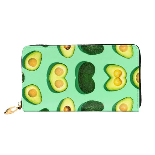 Abstrakte Flamingo Leder Lange Handheld Geldbörse Damen Lange Handheld Brieftasche Verwendet für Kreditkarte Bargeld Münzaufbewahrung, Avocado-Frucht, One Size, Casual von OCELIO