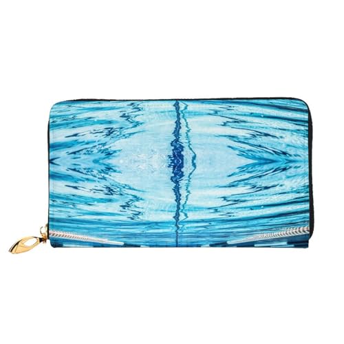 Bunte Galaxy Musik Note Leder Lange Handheld Brieftasche Damen Lange Handheld Brieftasche Verwendet für Kreditkarte Bargeld Münzen Lagerung, Blaues Schwimmbad, One Size, Casual von OCELIO