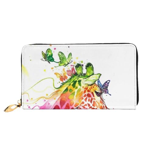 Bunte Galaxy Musik Note Leder Lange Handheld Brieftasche Damen Lange Handheld Brieftasche Verwendet für Kreditkarte Bargeld Münzen Lagerung, Giraffen Schmetterling, One Size, Casual von OCELIO