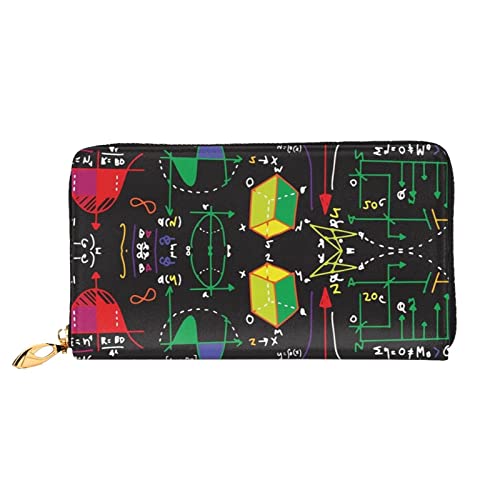 Bunte Galaxy Musik Note Leder Lange Handheld Brieftasche Damen Lange Handheld Brieftasche Verwendet für Kreditkarte Bargeld Münzen Lagerung, Mathe-Quiz, One Size, Casual von OCELIO