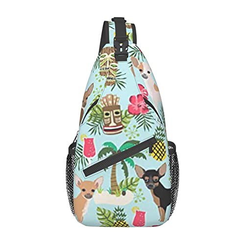 Chihuahua Hund Ananas Casual Messenger Bag Einzelne Schultertasche Brust Schulterrucksack Hüfttasche Messenger Brusttasche Reise Sport, Schwarz, Einheitsgröße, Messenger von OCELIO