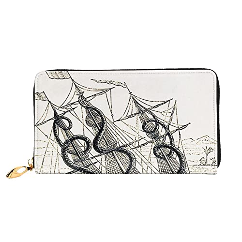 Dogs Playing On The Lawn Leather Long Handheld Wallet Women's Long Handheld Wallet Used for Credit Card Cash Coin Storage, Segeln Pirat Octopus, One Size, Casual von OCELIO