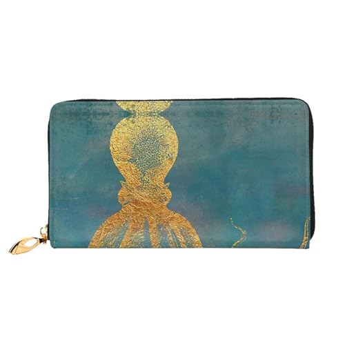 Eine Brut von Hühnern Leder Lange Handheld Geldbörse Damen Lange Handheld Brieftasche Verwendet für Kreditkarte Bargeld Münzaufbewahrung, Octopus, One Size, Casual von OCELIO