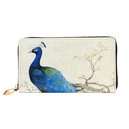 Fantasy Phoenix Leder Lange Handheld Geldbörse Damen Lange Handheld Brieftasche Verwendet für Kreditkarte Bargeld Münzaufbewahrung, Blauer Pfau, One Size, Casual von OCELIO