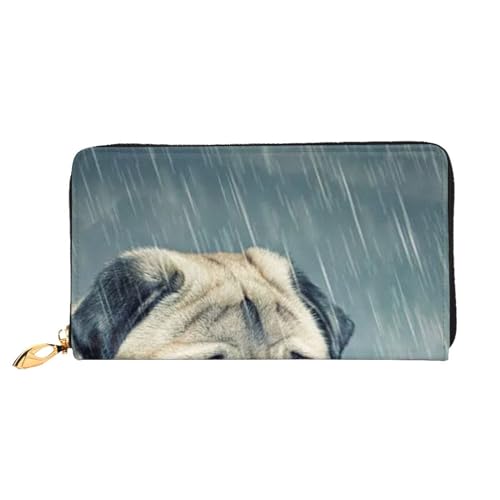 Fantasy Phoenix Leder Lange Handheld Geldbörse Damen Lange Handheld Brieftasche Verwendet für Kreditkarte Bargeld Münzaufbewahrung, Lustiger Mops-Hund, One Size, Casual von OCELIO