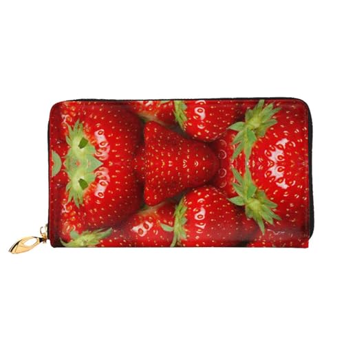 Farbige Giraffe Leder Lange Handheld Brieftasche Frauen Lange Handheld Brieftasche Verwendet für Kreditkarte Bargeld Münze Lagerung, Rote Erdbeerfrucht, One Size, Casual von OCELIO