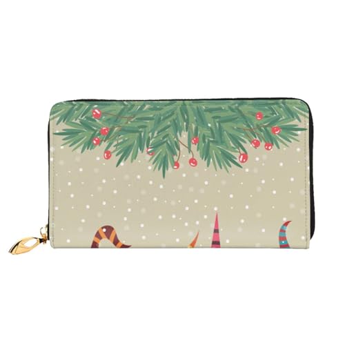 Farbige Giraffe Leder Lange Handheld Brieftasche Frauen Lange Handheld Brieftasche Verwendet für Kreditkarte Bargeld Münze Lagerung, Weihnachten Winter Zwerge, One Size, Casual von OCELIO