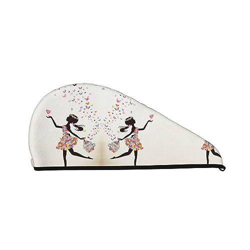 Girl Dance Hut mit Schmetterlingsmotiv, Fleece, für trockenes Haar, zum Schminken und Baden von OCELIO
