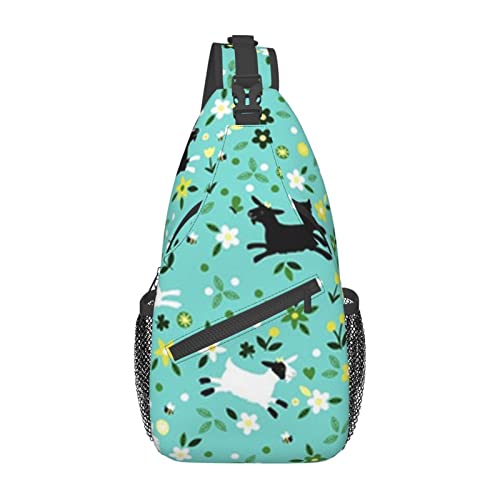 Goat Frolic Casual Messenger Bag Einzelne Schultertasche Brust Schulterrucksack Hüfttasche Messenger Brusttasche Reise Sport, Schwarz, Einheitsgröße von OCELIO