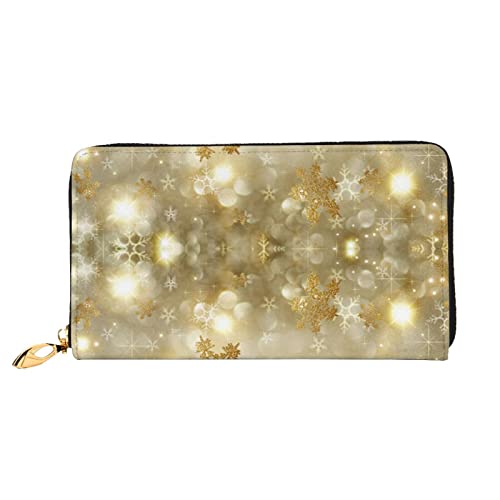 Harte Schneemann Leder Lange Handheld Brieftasche Damen Lange Handheld Brieftasche Verwendet für Kreditkarte Bargeld Münze Lagerung, Gold Seide Weihnachten, One Size, Casual von OCELIO