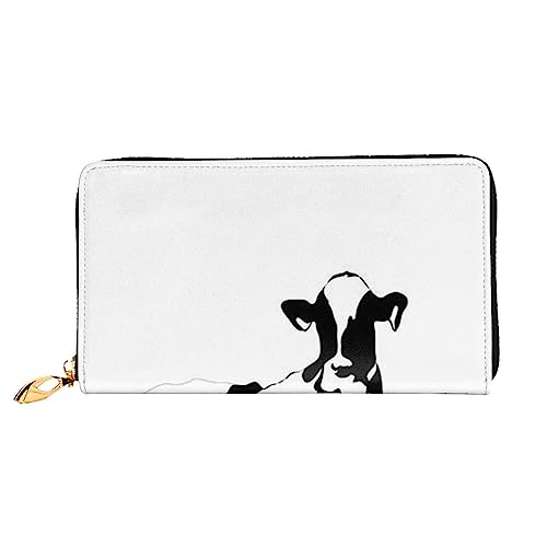 I Love Penguins Leder Lange Handheld Geldbörse Damen Lange Handheld Brieftasche Verwendet für Kreditkarte Bargeld Münzaufbewahrung, Kuh in Schwarz und Weiß, One Size, Casual von OCELIO