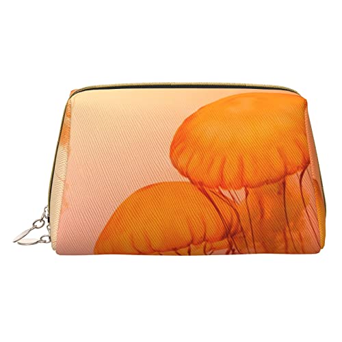 Jellyfish Make-up-Tasche, große Kapazität, Reise-Kosmetiktasche, PU-Leder, Make-up-Organizer-Tasche für Damen, Weiss/opulenter Garten, Einheitsgröße von OCELIO