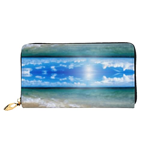 Nette Ziege Leder Lange Handheld Brieftasche Frauen Lange Handheld Brieftasche Verwendet für Kreditkarte Bargeld Münze Lagerung, Ocean Seashell, One Size, Casual von OCELIO