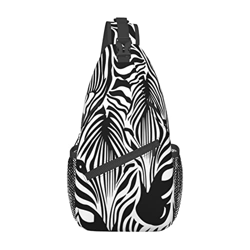 OCELIO Abstrakte Tier Zebra Casual Messenger Bag Einzelne Schultertasche Brust Schulterrucksack Hüfttasche Messenger Brusttasche Reise Sport, Schwarz, Einheitsgröße von OCELIO