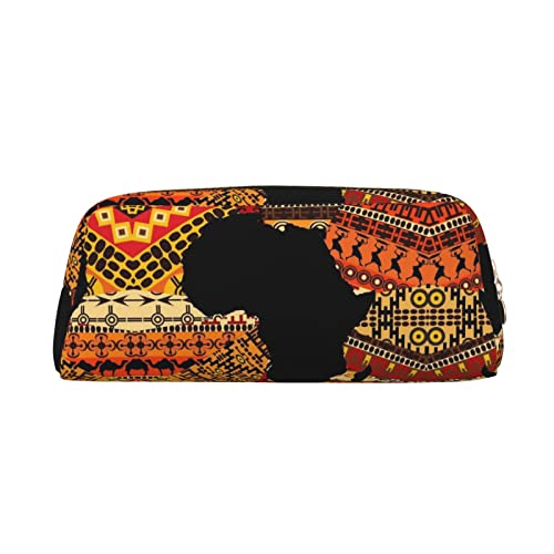 OCELIO Afrikanische Karte Ethnische Muster Leder Reißverschluss Stereoskopische Stift Tasche Bunte Schreibwaren Tasche Make-up Tasche Aufbewahrungstasche von OCELIO