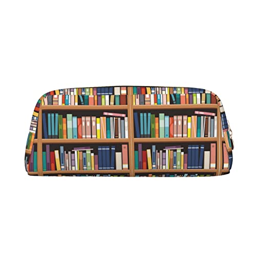 OCELIO Bibliothek Bücherregal Leder Reißverschluss Stereoskopische Stift Tasche Bunte Schreibwaren Tasche Make-up Tasche Aufbewahrungstasche von OCELIO