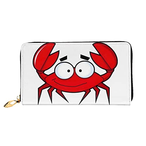 OCELIO Cartoon-Krabbenleder-Geldbörse mit Reißverschluss für Damen, Clutch, Reisekartenhalter, Tasche, Geschenk, Schwarz, Einheitsgröße von OCELIO