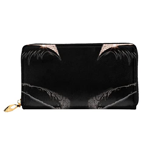 OCELIO Damen Lange Leder Geldbörse Kartenorganizer Metall Reißverschluss Geldbörse Damen Kreditkarte Tasche Elegant Clutch Bageyelash Muster Schwarz Einheitsgröße, Schwarz, One Size von OCELIO