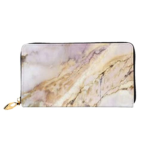 OCELIO Damen Lange Leder Geldbörse Kartenorganizer Metall Reißverschluss Geldbörse Damen Kreditkarte Tasche Elegant Clutch Bagmarble, Schwarz, Einheitsgröße, Schwarz, One Size von OCELIO