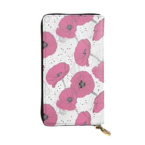 OCELIO Damen Lange Leder Geldbörse Kartenorganizer Metall Reißverschluss Geldbörse Damen Kreditkarte Tasche Elegante Clutch Bagpink Flower Schwarz Einheitsgröße, Schwarz, One Size von OCELIO