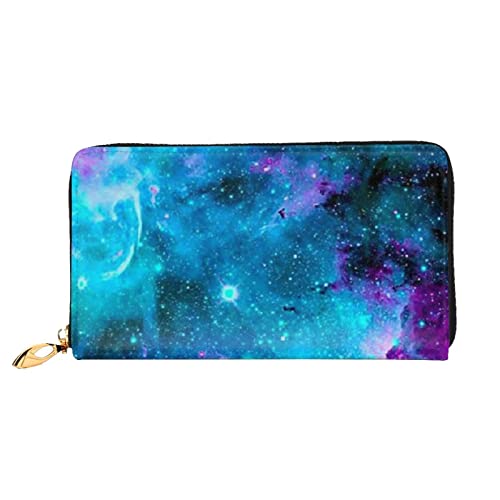 OCELIO Damen Lange Leder Geldbörse Kartenorganizer Metall Reißverschluss Geldbörse Damen Kreditkarte Tasche Elegante Clutch Bagpurple Star Sky Schwarz Einheitsgröße, Schwarz, One Size von OCELIO