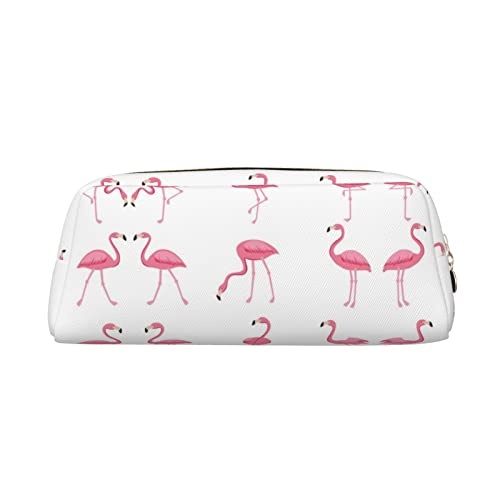 OCELIO Flamingos Auf Weißem Leder Reißverschluss Stereoskopische Stift Tasche Bunte Schreibwaren Tasche Make-up Tasche Aufbewahrungstasche von OCELIO